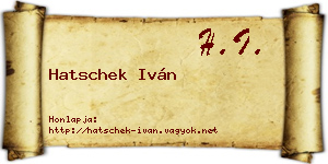 Hatschek Iván névjegykártya